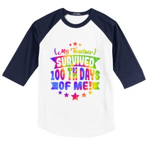 My Teacher Survived 100 Days Of Me! Happy 100 Days Tie Dye Meaningful Gift Baseball Sleeve Shirt