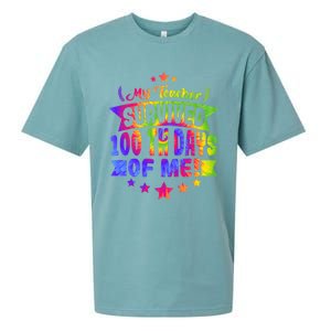 My Teacher Survived 100 Days Of Me! Happy 100 Days Tie Dye Meaningful Gift Sueded Cloud Jersey T-Shirt