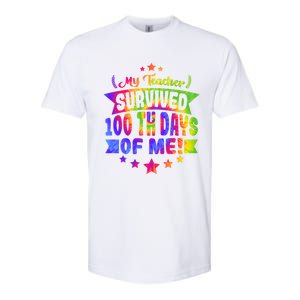 My Teacher Survived 100 Days Of Me! Happy 100 Days Tie Dye Meaningful Gift Softstyle CVC T-Shirt