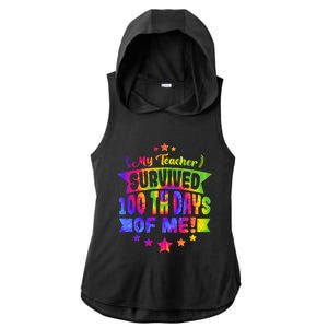 My Teacher Survived 100 Days Of Me! Happy 100 Days Tie Dye Gift Ladies PosiCharge Tri-Blend Wicking Draft Hoodie Tank