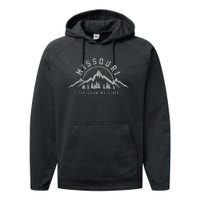 Missouri The Show Me State Est. 1821 Vintage Mountains Gift Performance Fleece Hoodie