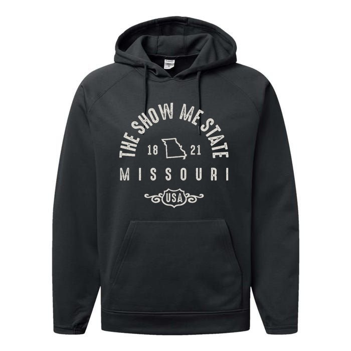 Missouri The Show Me State Vintage Performance Fleece Hoodie