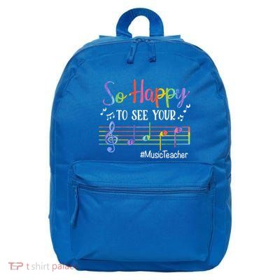 Music Teacher So Happy To See Your Face Back To School Funny Cute Gift 16 in Basic Backpack
