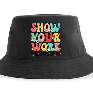 math teacher show your work 100 days of school Sustainable Bucket Hat