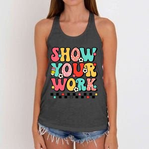 math teacher show your work 100 days of school Women's Knotted Racerback Tank