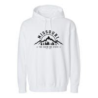 Missouri The Show Me State Est. 1821 Vintage Mountains Gift Garment-Dyed Fleece Hoodie