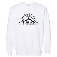 Missouri The Show Me State Est. 1821 Vintage Mountains Gift Garment-Dyed Sweatshirt