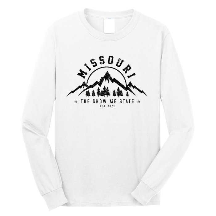 Missouri The Show Me State Est. 1821 Vintage Mountains Gift Long Sleeve Shirt