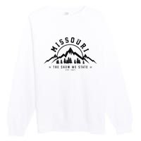 Missouri The Show Me State Est. 1821 Vintage Mountains Gift Premium Crewneck Sweatshirt