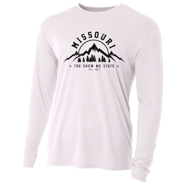 Missouri The Show Me State Est. 1821 Vintage Mountains Gift Cooling Performance Long Sleeve Crew