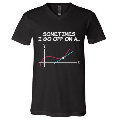 Math Teacher Sometimes I Go Off On A Tangent V-Neck T-Shirt