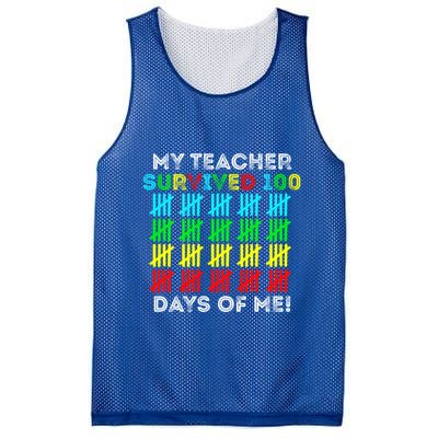 My Teacher Survived 100 Days Of Me 100 Days Of School Gift Mesh Reversible Basketball Jersey Tank