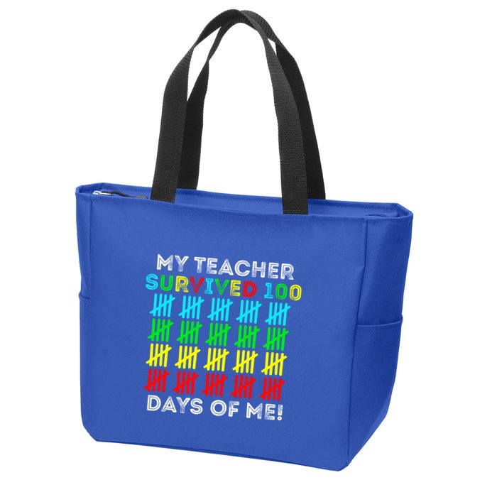 My Teacher Survived 100 Days Of Me 100 Days Of School Gift Zip Tote Bag