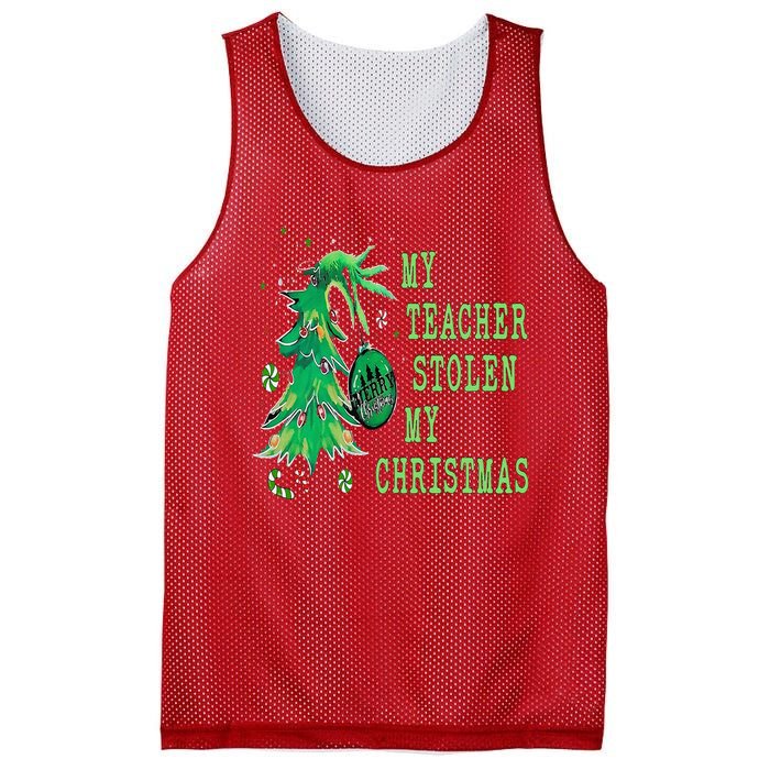 My Teacher Stolen My Christmas Funny For Student Teacher Mesh Reversible Basketball Jersey Tank