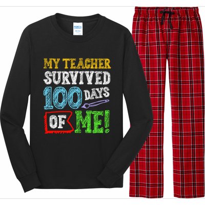 My Teacher Survived 100 Days Of Me 100 School Days Gift Long Sleeve Pajama Set