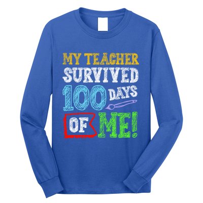 My Teacher Survived 100 Days Of Me 100 School Days Gift Long Sleeve Shirt