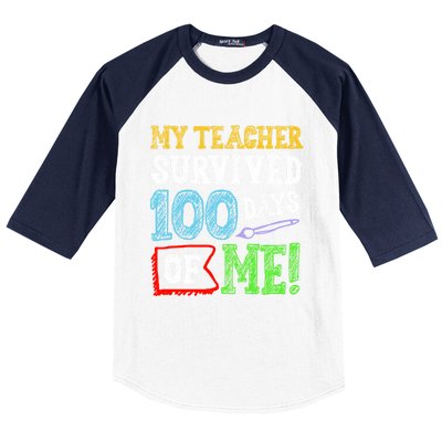 My Teacher Survived 100 Days Of Me 100 School Days Gift Baseball Sleeve Shirt