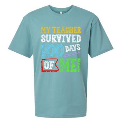 My Teacher Survived 100 Days Of Me 100 School Days Gift Sueded Cloud Jersey T-Shirt