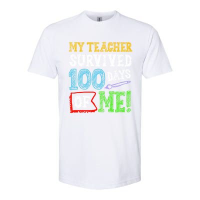 My Teacher Survived 100 Days Of Me 100 School Days Gift Softstyle CVC T-Shirt