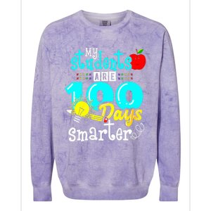 My Teacher Survived 100 Days Of Me Funny Colorblast Crewneck Sweatshirt