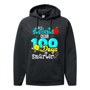 My Teacher Survived 100 Days Of Me Funny Performance Fleece Hoodie