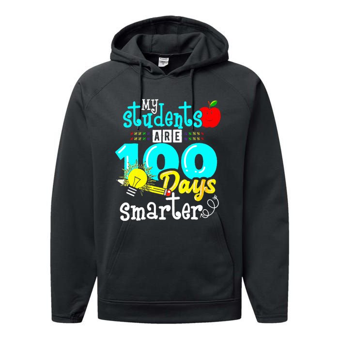 My Teacher Survived 100 Days Of Me Funny Performance Fleece Hoodie