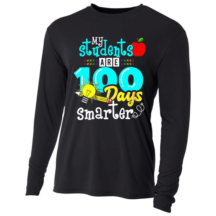 My Teacher Survived 100 Days Of Me Funny Cooling Performance Long Sleeve Crew