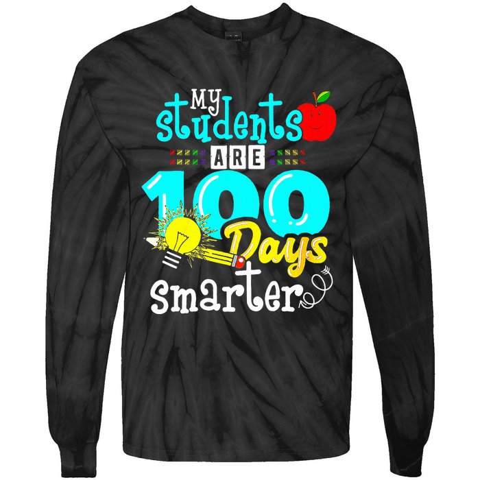 My Teacher Survived 100 Days Of Me Funny Tie-Dye Long Sleeve Shirt