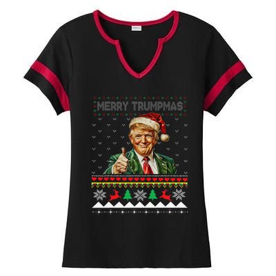 Merry Trumpmas Santa Trumpchristmas Pajamas Funny Ladies Halftime Notch Neck Tee