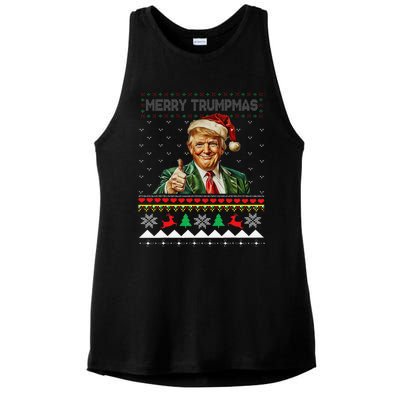 Merry Trumpmas Santa Trumpchristmas Pajamas Funny Ladies PosiCharge Tri-Blend Wicking Tank