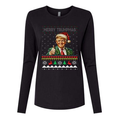 Merry Trumpmas Santa Trumpchristmas Pajamas Funny Womens Cotton Relaxed Long Sleeve T-Shirt