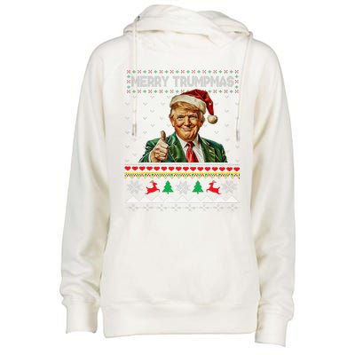 Merry Trumpmas Santa Trumpchristmas Pajamas Funny Womens Funnel Neck Pullover Hood