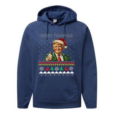 Merry Trumpmas Santa Trumpchristmas Pajamas Funny Performance Fleece Hoodie