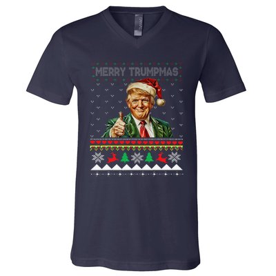 Merry Trumpmas Santa Trumpchristmas Pajamas Funny V-Neck T-Shirt