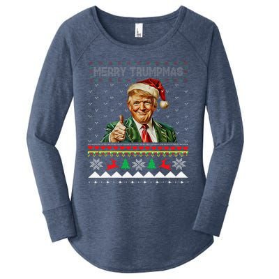 Merry Trumpmas Santa Trumpchristmas Pajamas Funny Women's Perfect Tri Tunic Long Sleeve Shirt