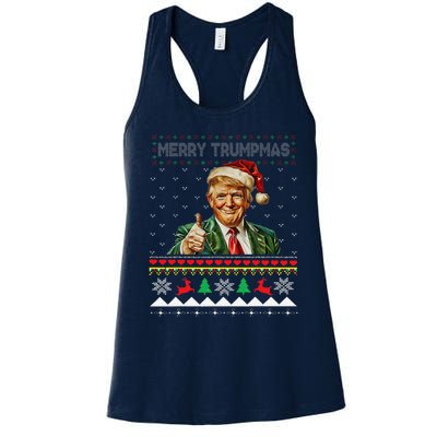 Merry Trumpmas Santa Trumpchristmas Pajamas Funny Women's Racerback Tank