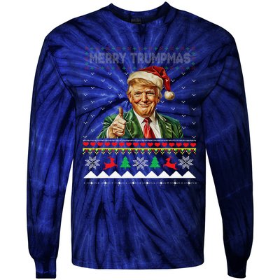 Merry Trumpmas Santa Trumpchristmas Pajamas Funny Tie-Dye Long Sleeve Shirt