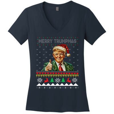 Merry Trumpmas Santa Trumpchristmas Pajamas Funny Women's V-Neck T-Shirt