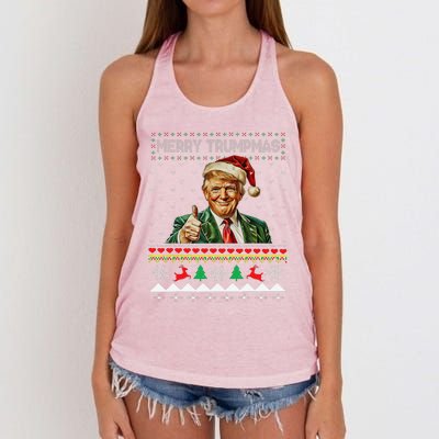 Merry Trumpmas Santa Trumpchristmas Pajamas Funny Women's Knotted Racerback Tank