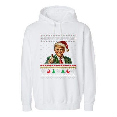 Merry Trumpmas Santa Trumpchristmas Pajamas Funny Garment-Dyed Fleece Hoodie