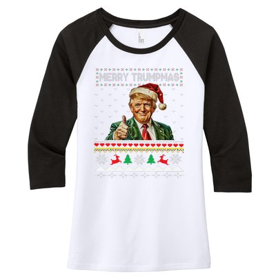 Merry Trumpmas Santa Trumpchristmas Pajamas Funny Women's Tri-Blend 3/4-Sleeve Raglan Shirt