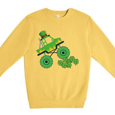 Monster Truck St Patrick Day Funny Gift Premium Crewneck Sweatshirt