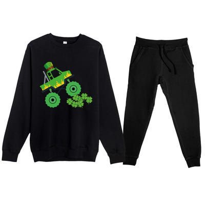 Monster Truck St Patrick Day Funny Gift Premium Crewneck Sweatsuit Set