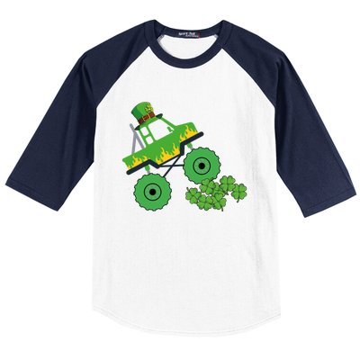 Monster Truck St Patrick Day Funny Gift Baseball Sleeve Shirt