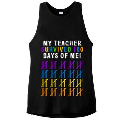 My Teacher Survived 100 Days Of Me Funny Ladies PosiCharge Tri-Blend Wicking Tank