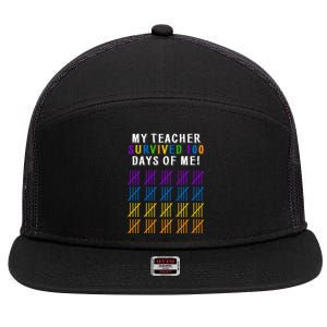 My Teacher Survived 100 Days Of Me Funny 7 Panel Mesh Trucker Snapback Hat