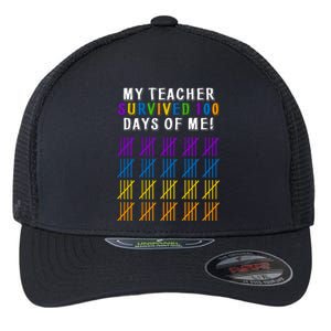 My Teacher Survived 100 Days Of Me Funny Flexfit Unipanel Trucker Cap