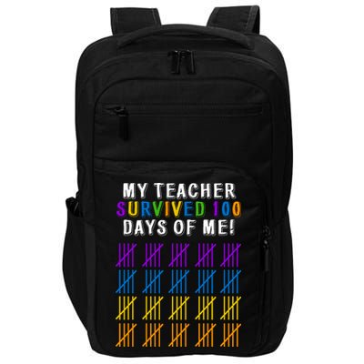 My Teacher Survived 100 Days Of Me Funny Impact Tech Backpack