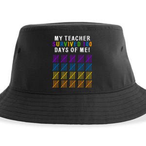 My Teacher Survived 100 Days Of Me Funny Sustainable Bucket Hat