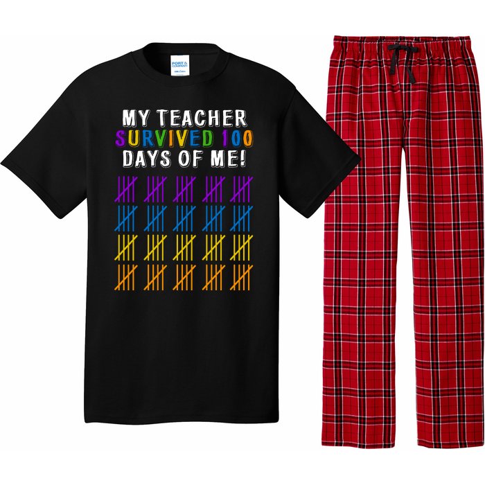 My Teacher Survived 100 Days Of Me Funny Pajama Set